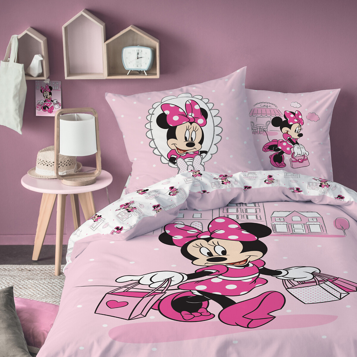 Officiel Minnie Mouse Dotty Simple Housse Couette & européenne Taie d'oreiller rose